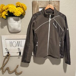Helly Hansen Fleece Embroidered Jacket Women Plaid Sleeve Full Zip Polartec